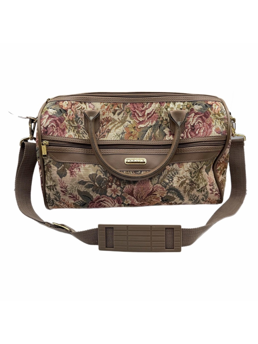 Vintage Jaguar Floral Tapestry Shoulder Duffle Bag